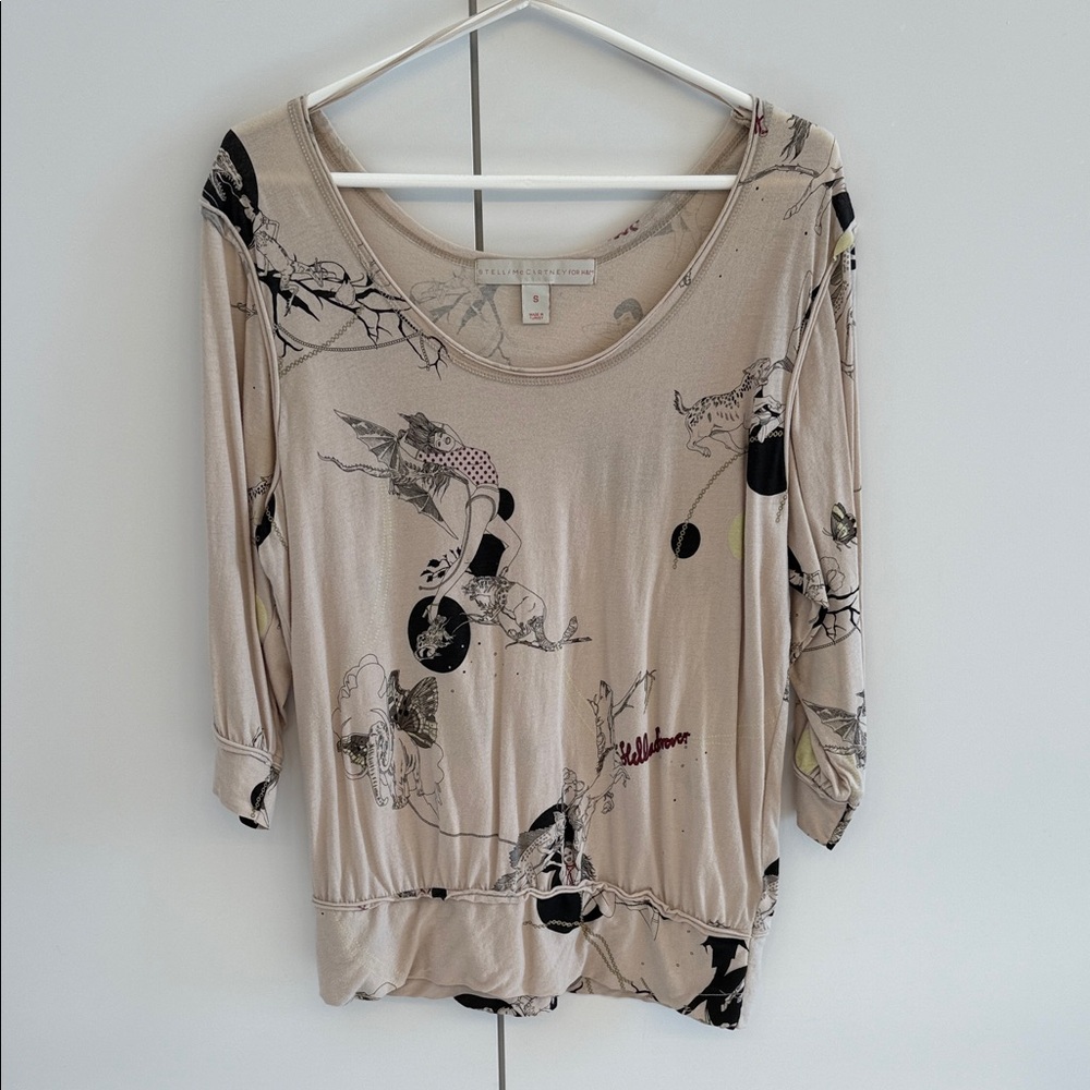 Stella McCartney pink-Beige Graphic Long Sleeve Top